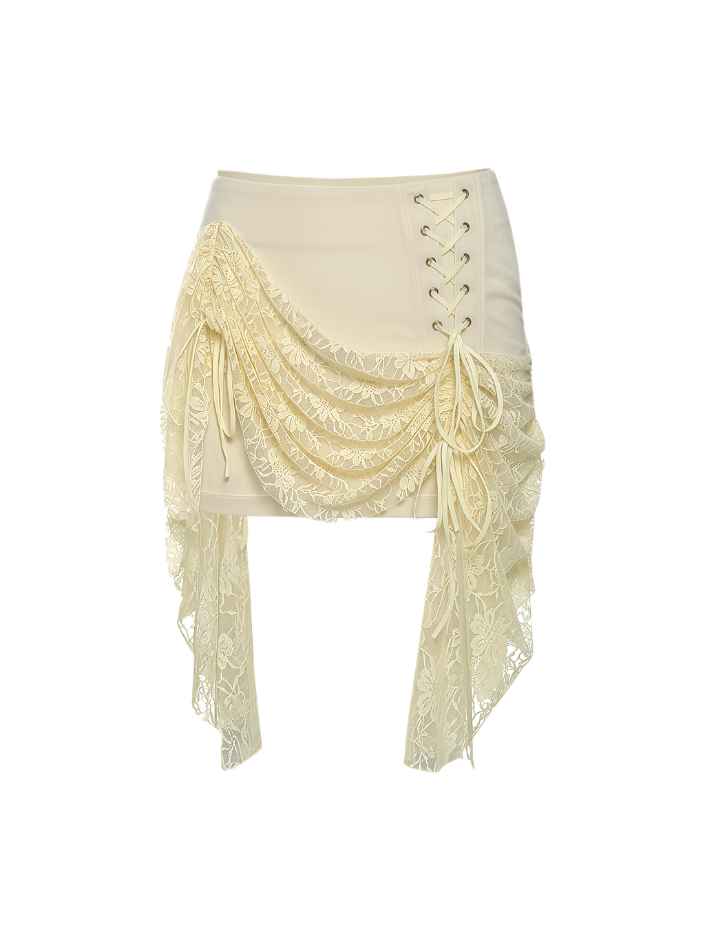 Lace Corset & Drape Skirt Set in Apricot