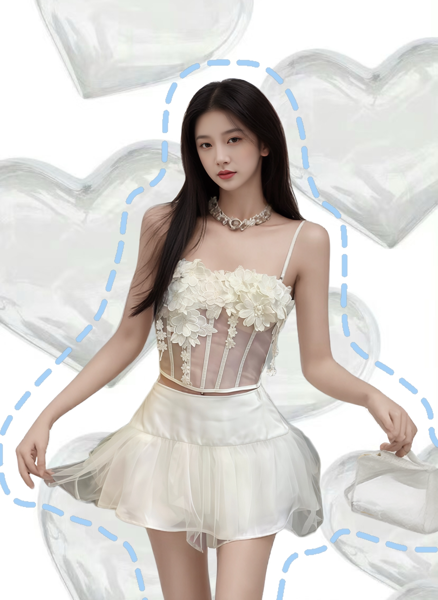 3D Floral Corset & Layered Skirt Set