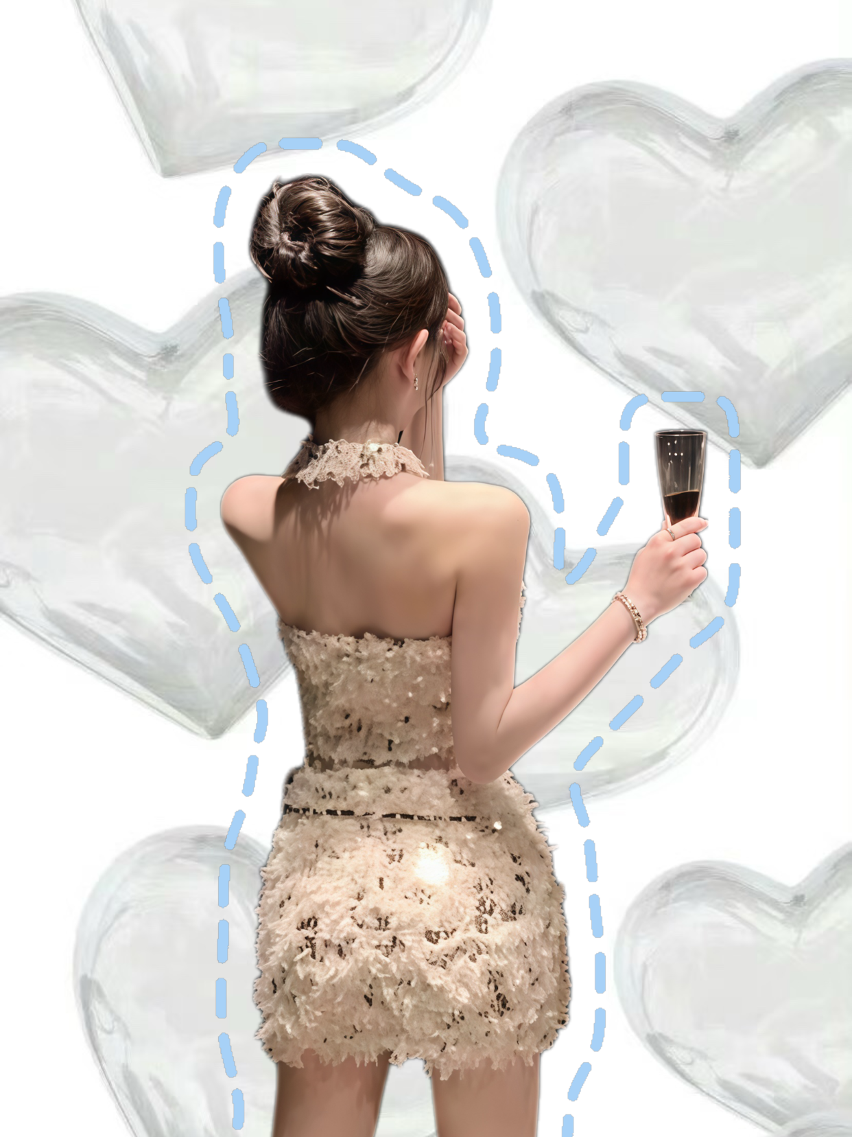 Champagne Sequin Halter Crop Top & Bodycon Mini Skirt Set