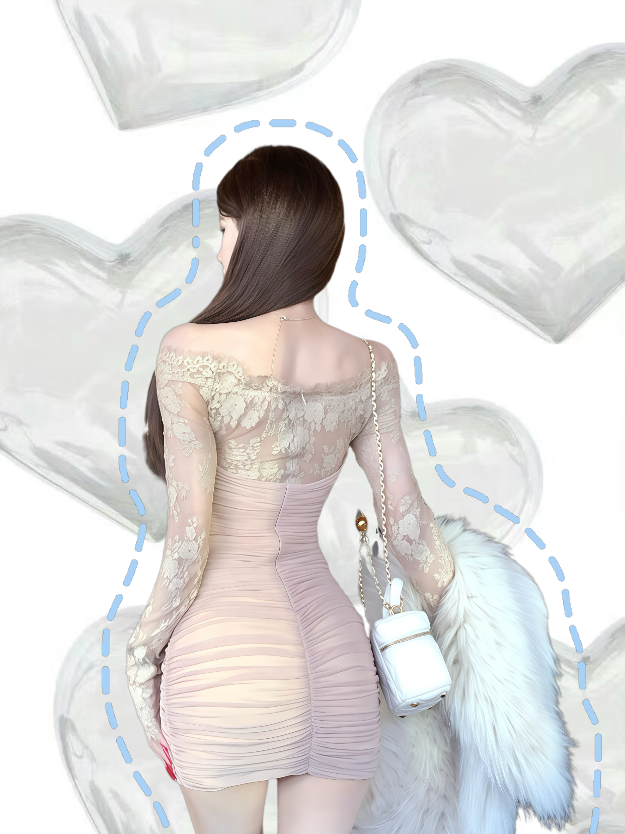 Off-Shoulder Lace Panel Bodycon Mini Dress