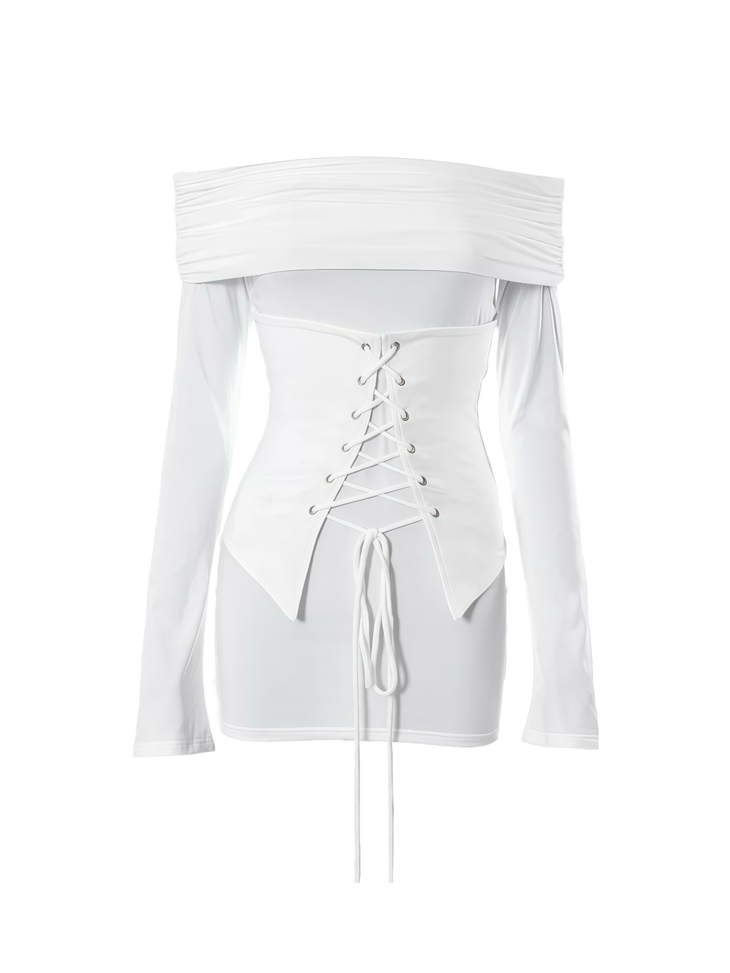 Off-Shoulder Lace-Up Corset Mini Dress