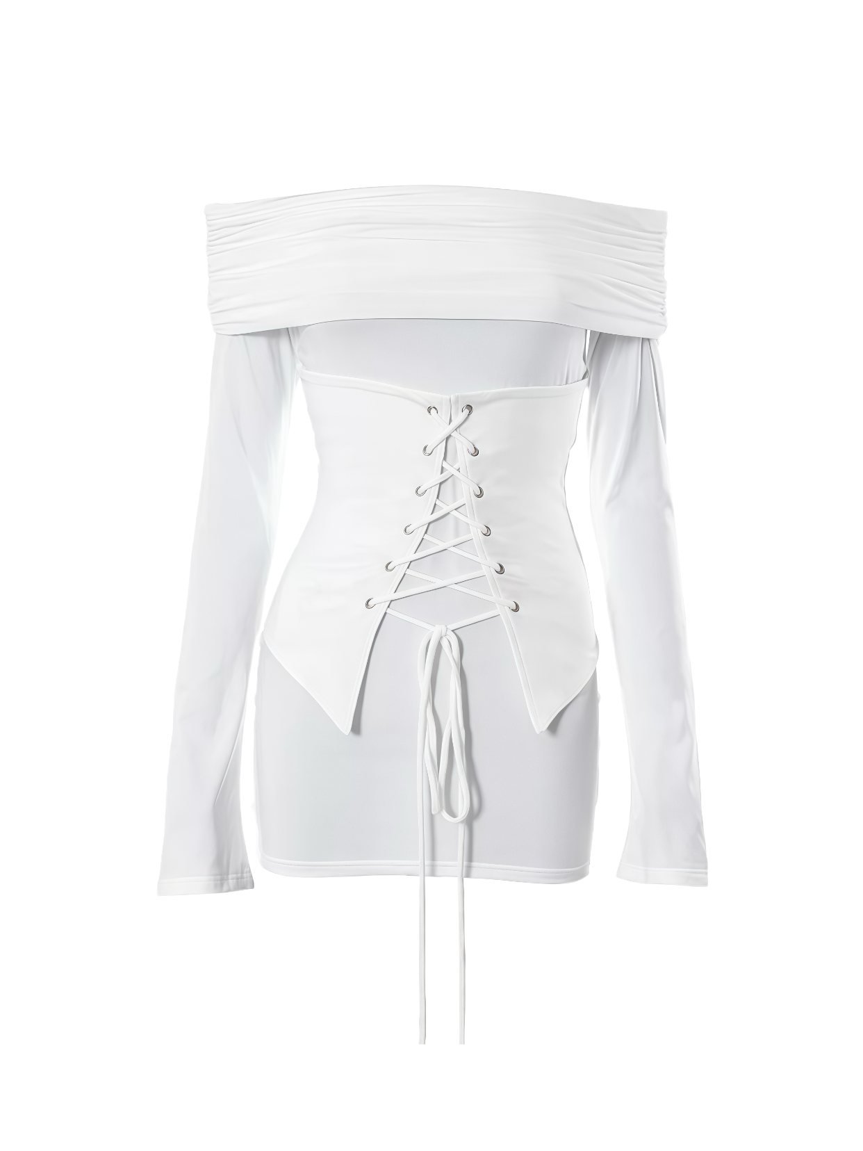 Off-Shoulder Lace-Up Corset Mini Dress