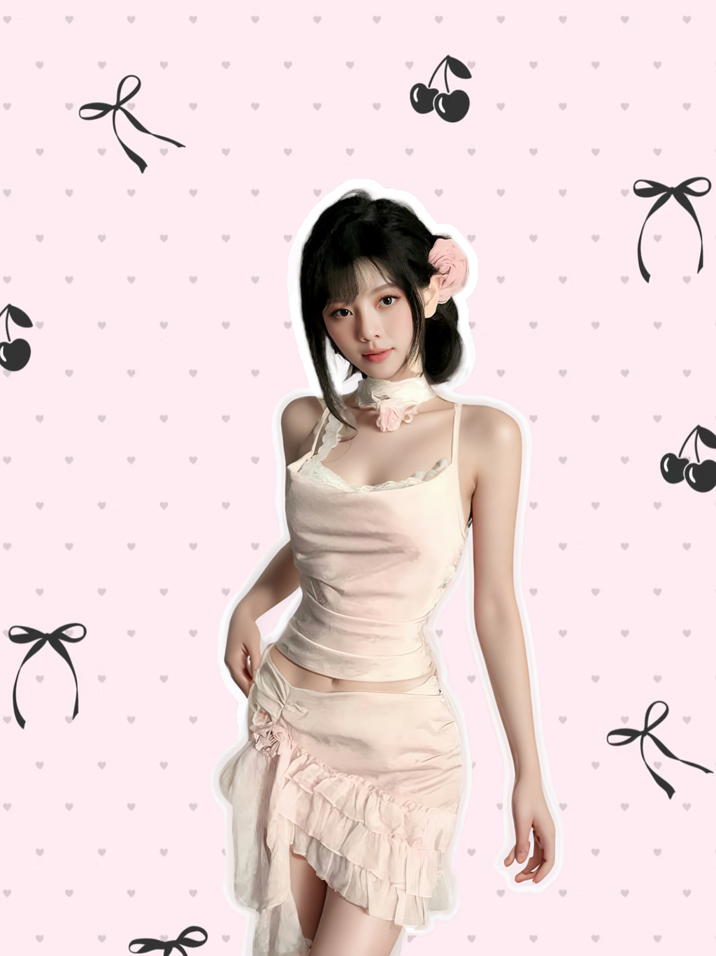 Lace-Up Backless Cami & Ruffle Skirt Set
